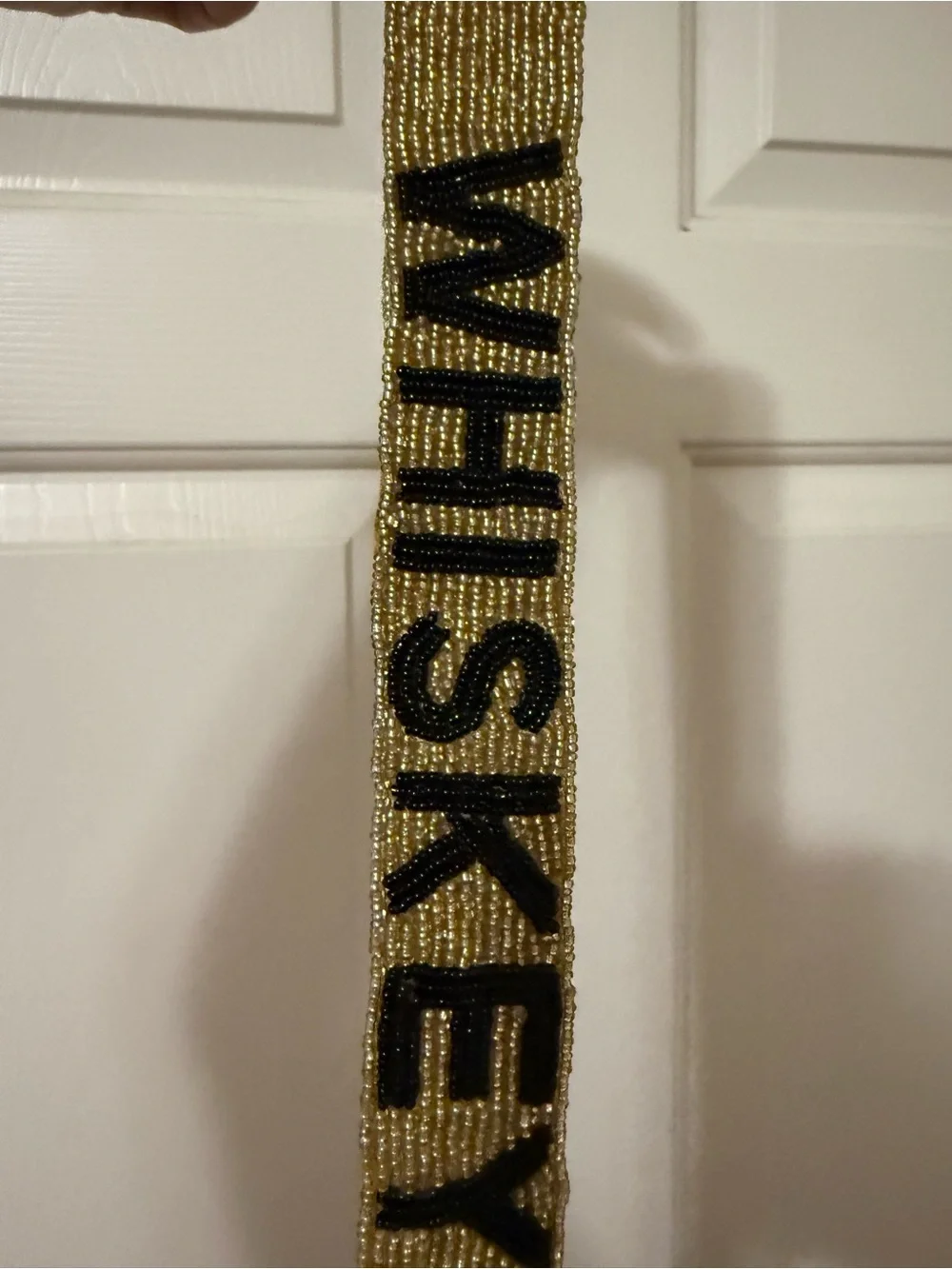 Gold and Black Beaded Bag Strap “WHISKEY GLASSES”
